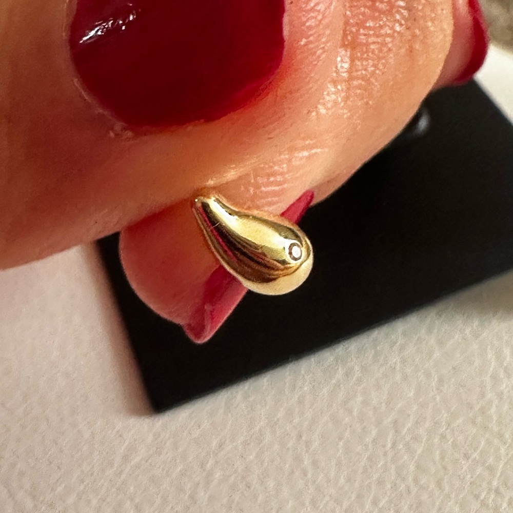 14K Gold Mini Teardrop Earrings - Picture 7 of 11